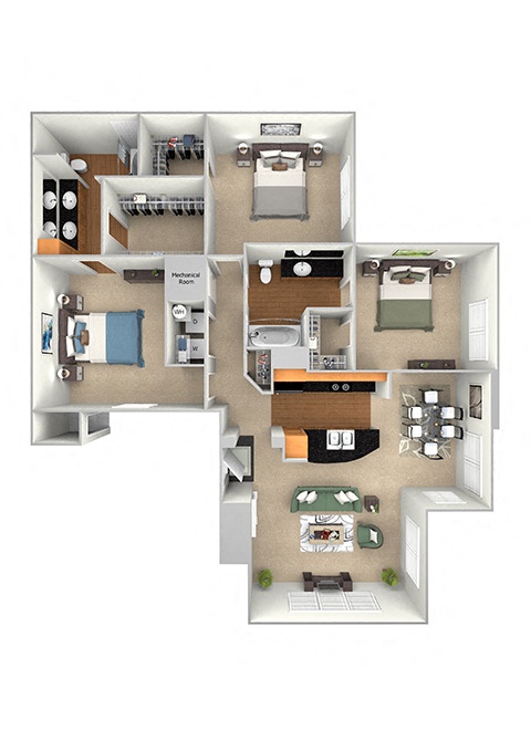 The Retreat at Cinco Ranch - C1 - 3 bed 2 bath - 3D